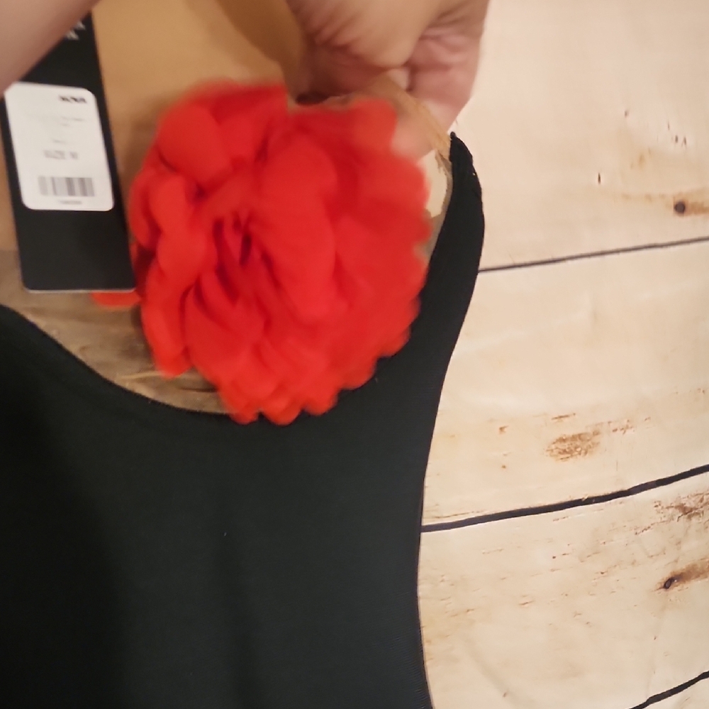 Fashion Nova Black Mini Dress with Red Floral Details - Picture 5 of 8
